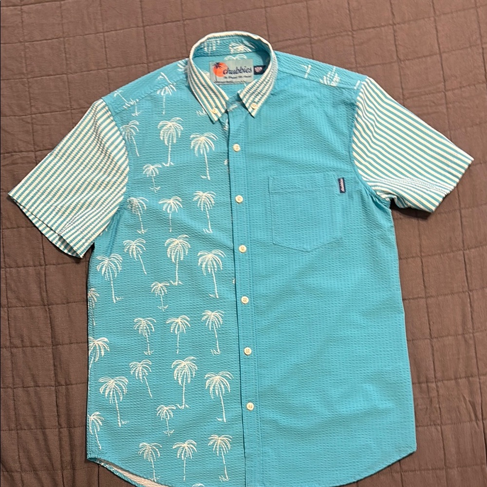 Chubbies Blue Casual Button Down Shirt with Playful Patterns